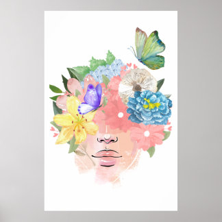 Liebe, Schmetterlinge und Blume Poster