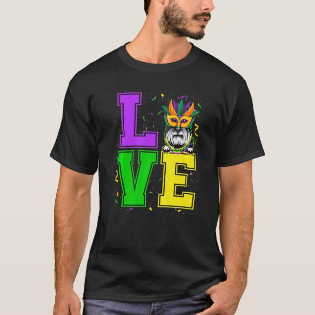 Liebe Schnauzer Dog Mardi Gras Festival Party T-Shirt (Vorderseite)