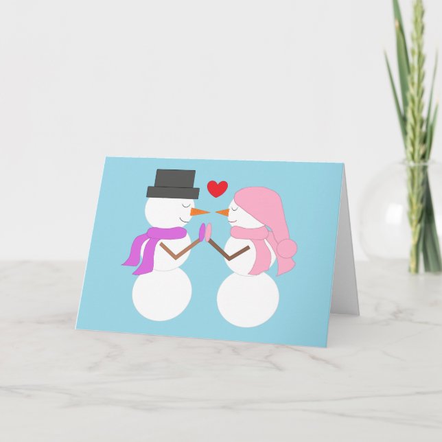 Liebe & Schneemänner: Blanker Winter Karte (Vorderseite)