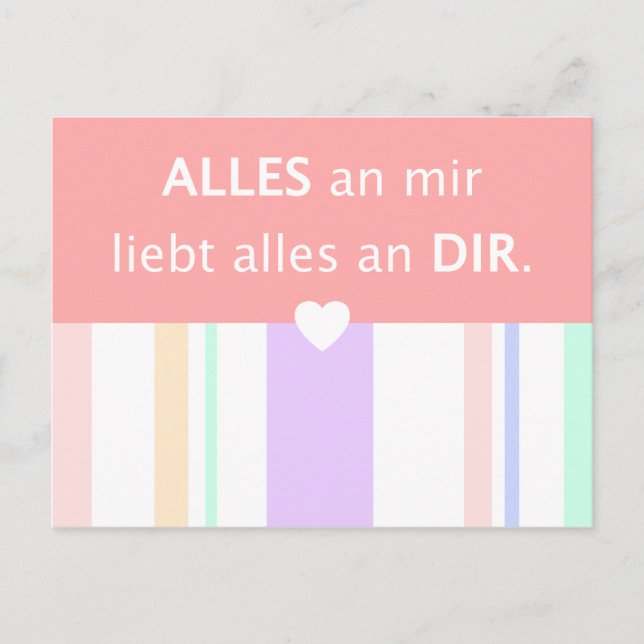 Liebe, schöne Sprüche deutscher Spruch verliebt Postkarte (Vorderseite)