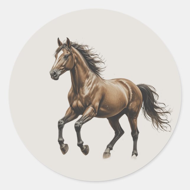 Liebe Schöner Mustang Pferd Tier Kunst Runder Aufkleber (Vorderseite)