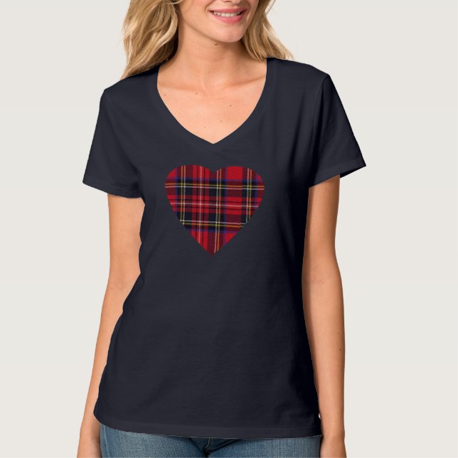Liebe-Schottlandtartan-Herz-T - Shirt (Vorderseite)