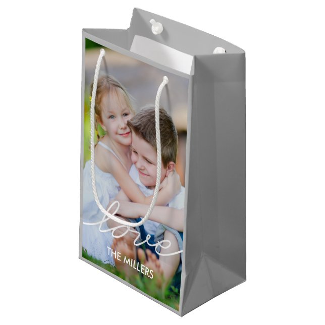 LIEBE Schreiben von benutzerdefinierten Geschenkta Kleine Geschenktüte (Vorderseite Schrägansicht)