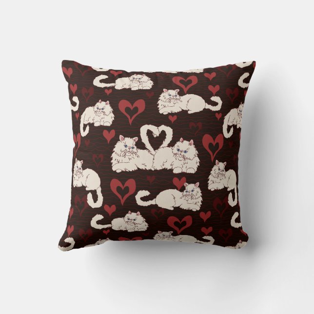 Liebe Schwanz von Katzen mit Herz und Streifen Kissen (Rückseite)