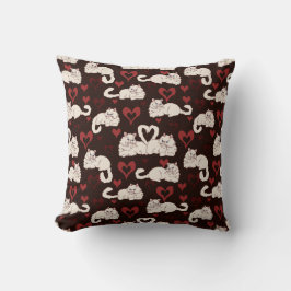 Liebe Schwanz von Katzen mit Herz und Streifen Kissen