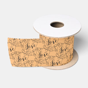 LIEBE Schwarz nahtloses Muster mit LINES Satinband