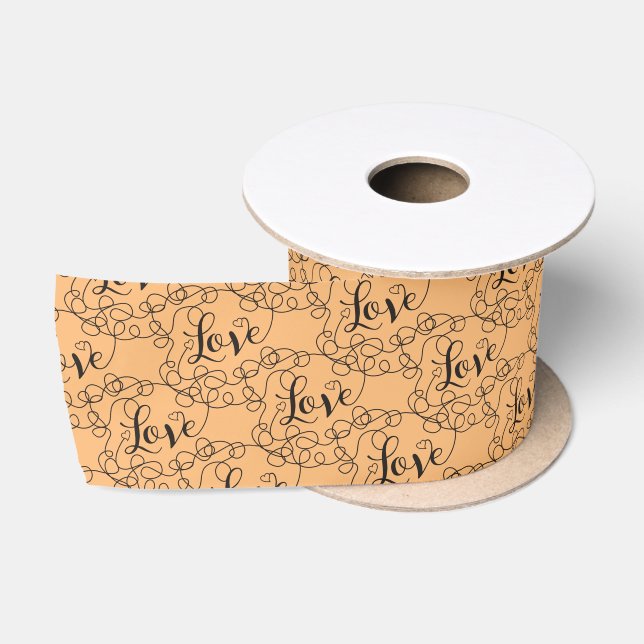 LIEBE Schwarz nahtloses Muster mit LINES Satinband (Spule)