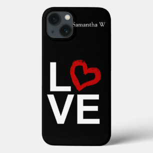 LIEBE, Schwarz und Weiß mit rotem Skelett Herz Case-Mate iPhone Hülle
