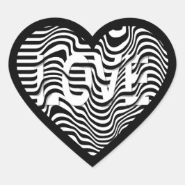 LIEBE Schwarz-weiß gestreifte optische Täuschung Herz-Aufkleber