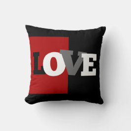 LIEBE (schwarz, weiß, grau, crimson) Kissen