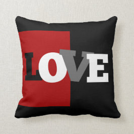 LIEBE (schwarz, weiß, grau, crimson) Kissen