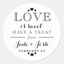 Liebe Schwarz-Weiß-Herz ist süße Gastgeschenk Hoch Runder Aufkleber