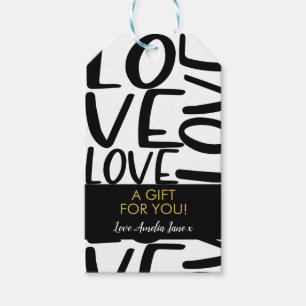 Liebe Schwarz-weiß Minimalistisch Geschenkanhänger