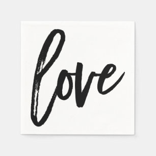 LIEBE Schwarz-weiß Moderne Typografie Hochzeitsfei Serviette