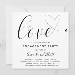 Liebe Schwarz-weiße Typografie Engagement Partei Einladung