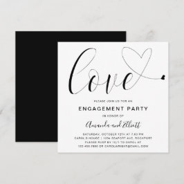 Liebe Schwarz-weiße Typografie Engagement Partei Einladung
