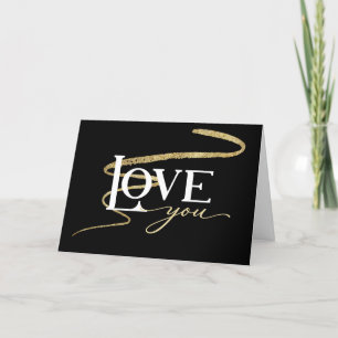 LIEBE - Schwarze mit Gold Swoosh Valentine Ferienk Feiertagskarte