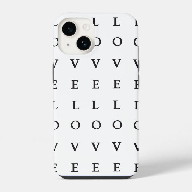 Liebe Schwarzweißtext iPhone Hülle (Rückseite)