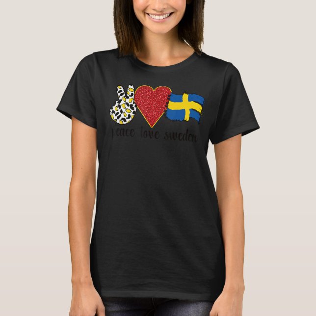 Liebe Schweden stolz schwedische Flagge Schwedisch T-Shirt (Vorderseite)