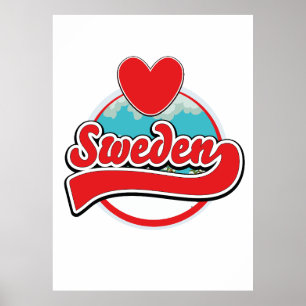 Liebe Schweden Vintage Style Logo Poster