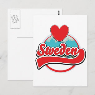 Liebe Schweden Vintage Style Logo Postkarte