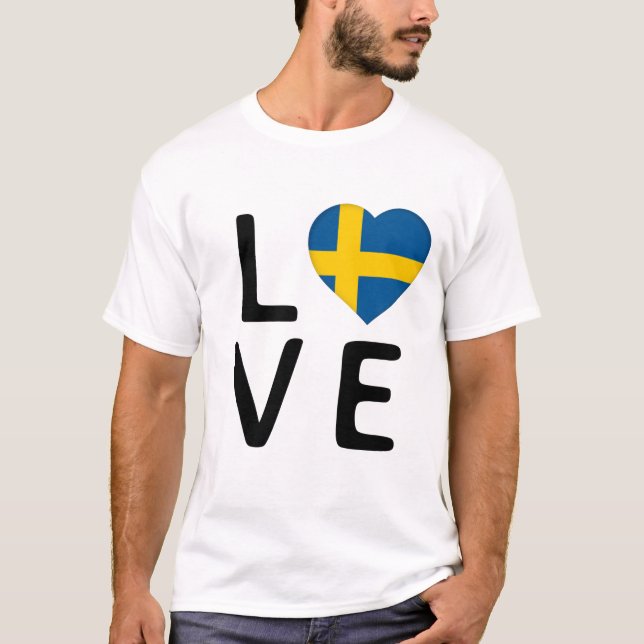 Liebe - Schwedenflagge T-Shirt (Vorderseite)
