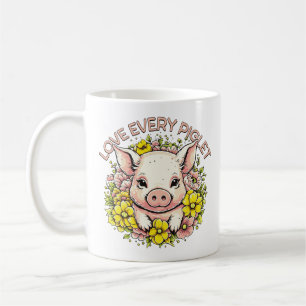 Liebe Schweine in Blume Kaffeetasse