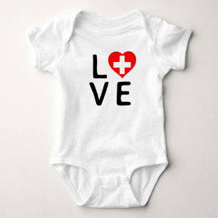 Liebe - Schweizer Flagge Baby Strampler