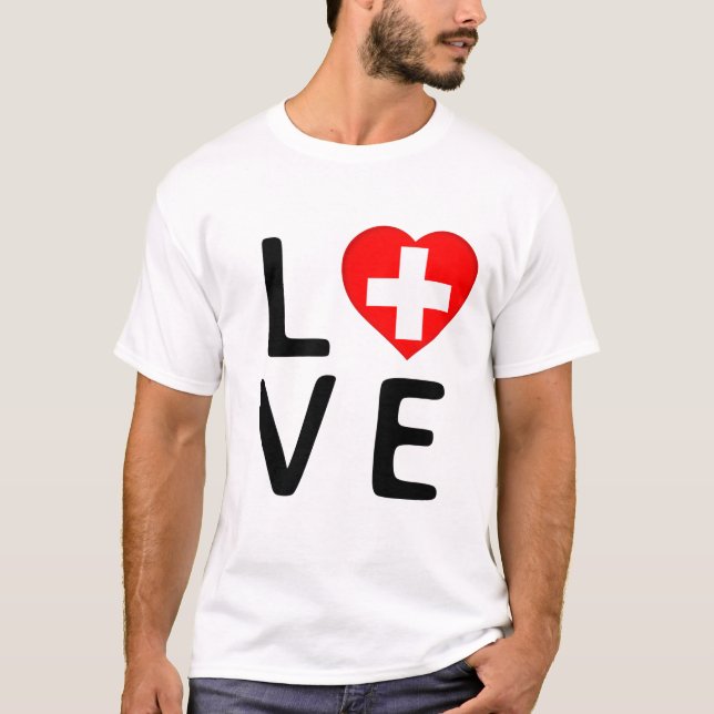 Liebe - Schweizer Flagge T-Shirt (Vorderseite)