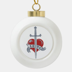 Liebe Schwert Weihnachtsschmuck Keramik Kugel-Ornament