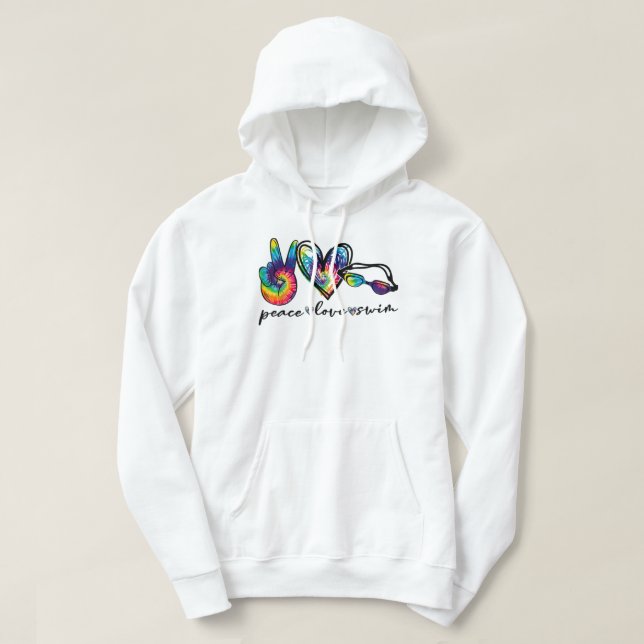 Liebe Schwimmbad Gefärbte Krawatte Schwimmer Schwi Hoodie (Design vorne)