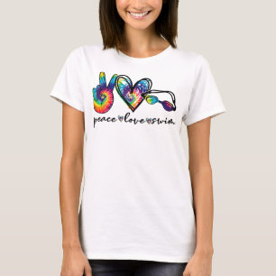 Liebe Schwimmbad Gefärbte Krawatte Schwimmer Schwi T-Shirt