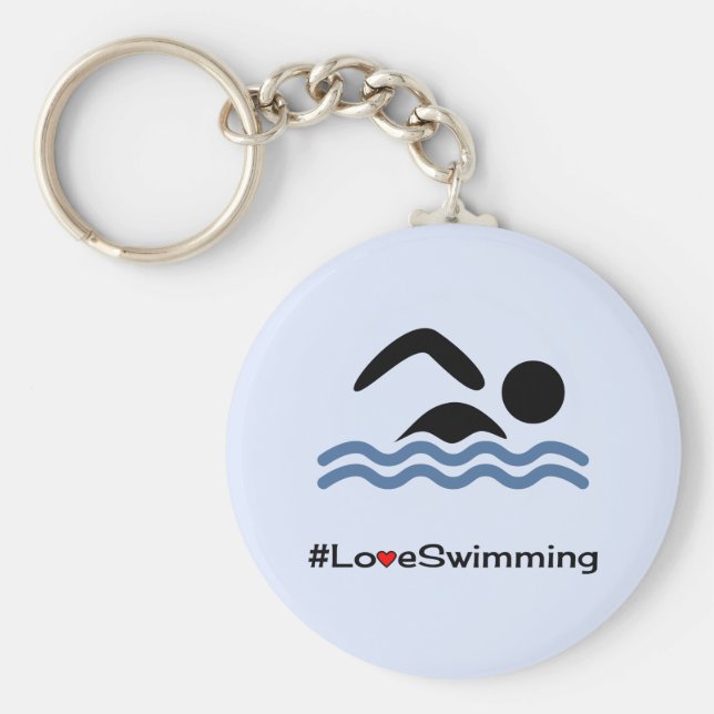 Liebe-Schwimmer Piktogramm-Schwimmer Schlüsselanhänger (Vorne)