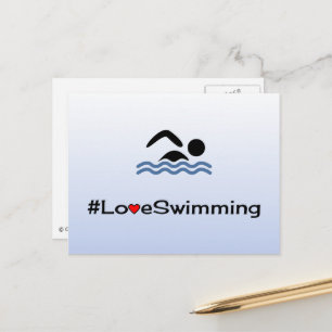 Liebe Schwimmpiktogramm blass Postkarte