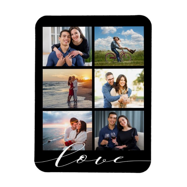 Liebe Script-FotoCollage Magnet (Vertikal)