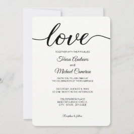 Liebe Script Hochzeitstypografie schwarz-weiß Einladung