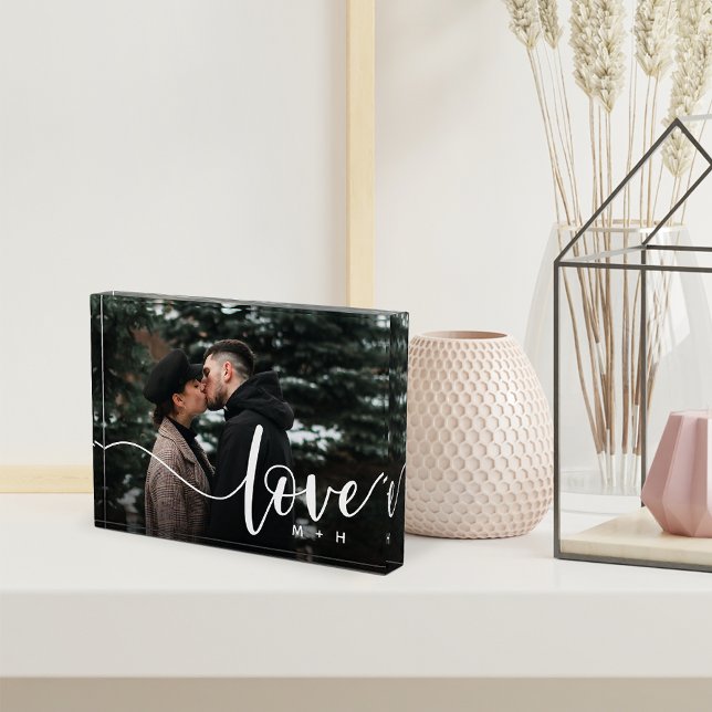 Liebe Script Overlay Paare Personalisiert Fotoblock (Von Creator hochgeladen)