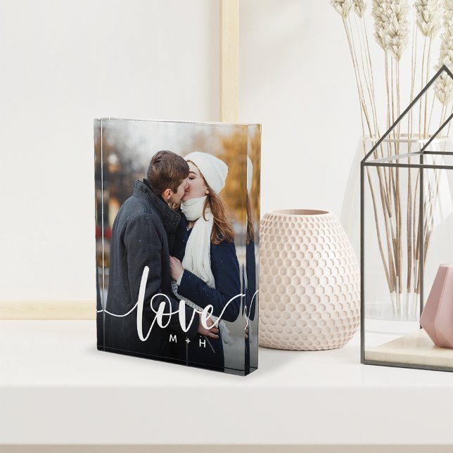 Liebe Script Overlay Paare Personalisiert Fotoblock (Von Creator hochgeladen)
