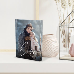 Liebe Script Overlay Personalisierte Paare Fotoblock