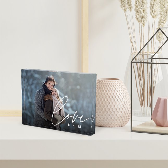 Liebe Script Overlay Personalisierte Paare Fotoblock (Von Creator hochgeladen)