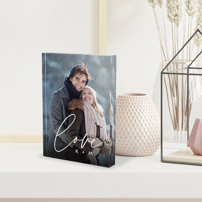 Liebe Script Overlay Personalisierte Paare Fotoblock (Von Creator hochgeladen)