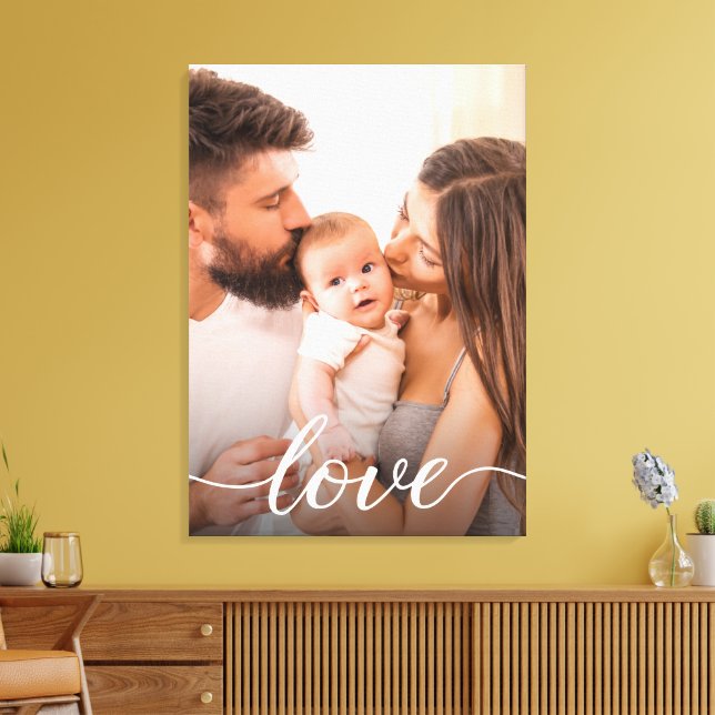 Liebe Script Personalisiert Family Foto Leinwanddruck (Insitu (Wohnzimmer))