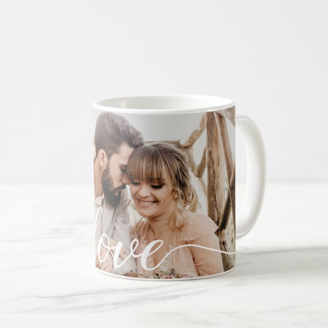 Liebe Script Personalisiert Wedding Foto Kaffeetasse (VorderseiteRechts)