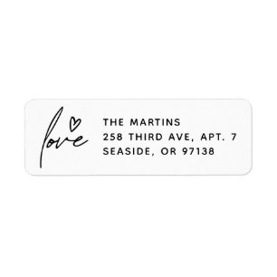 Liebe Script Valentine's Day Mailing Label - White