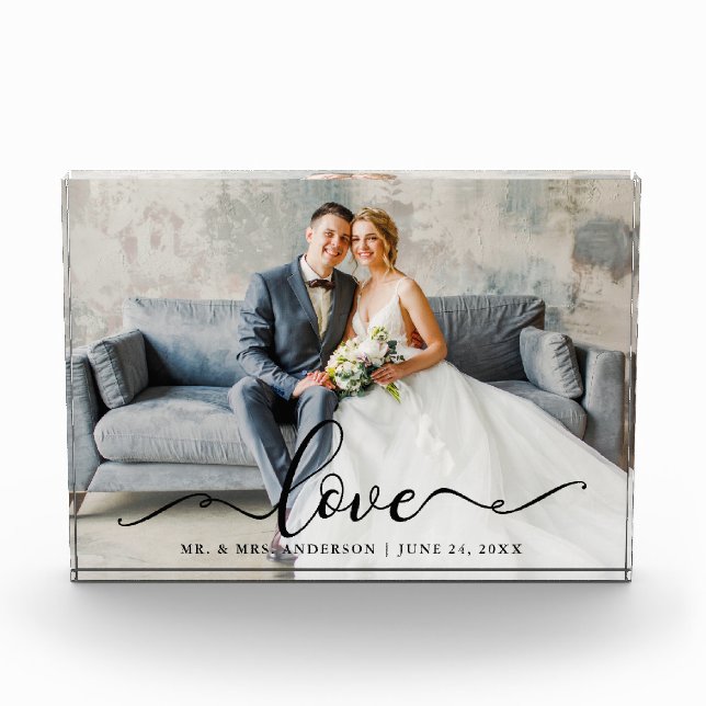 Liebe Script Wedding Briand Groom Fotoblock (Vorderseite)