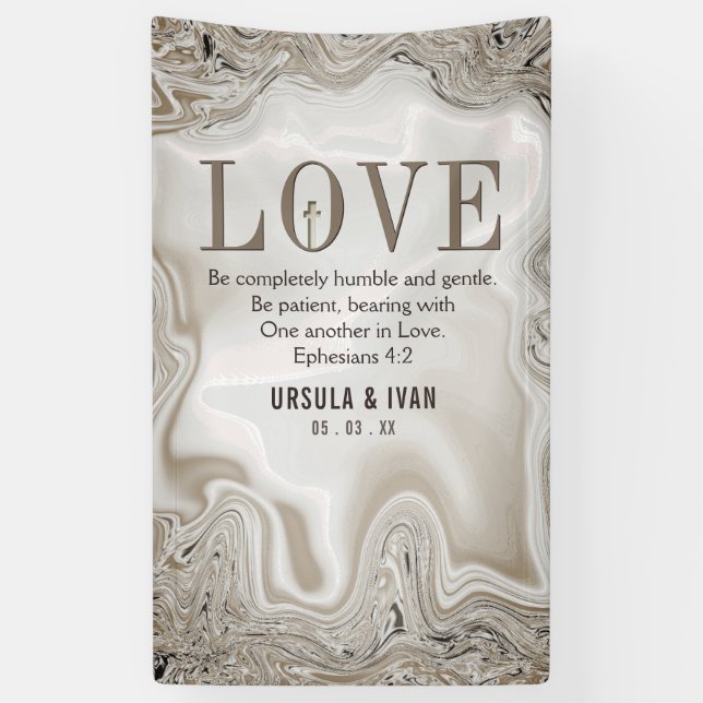 Liebe Scripture Verse Ephesians 4:2 Hochzeit Banner (Vertikal)