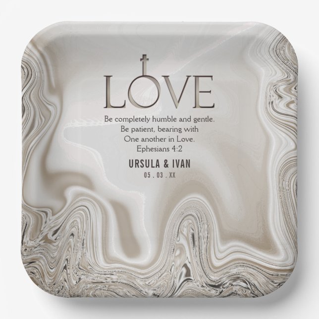 Liebe Scripture Verse Ephesians 4:2 Hochzeit Pappteller (Vorderseite)