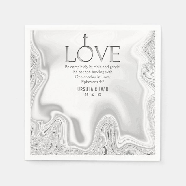 Liebe Scripture Verse Ephesians 4:2 Hochzeit Serviette (Vorderseite)