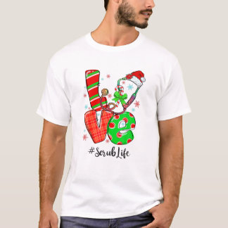 LIEBE Scrub Life Weihnachten Stethoscope Nurse Nur T-Shirt