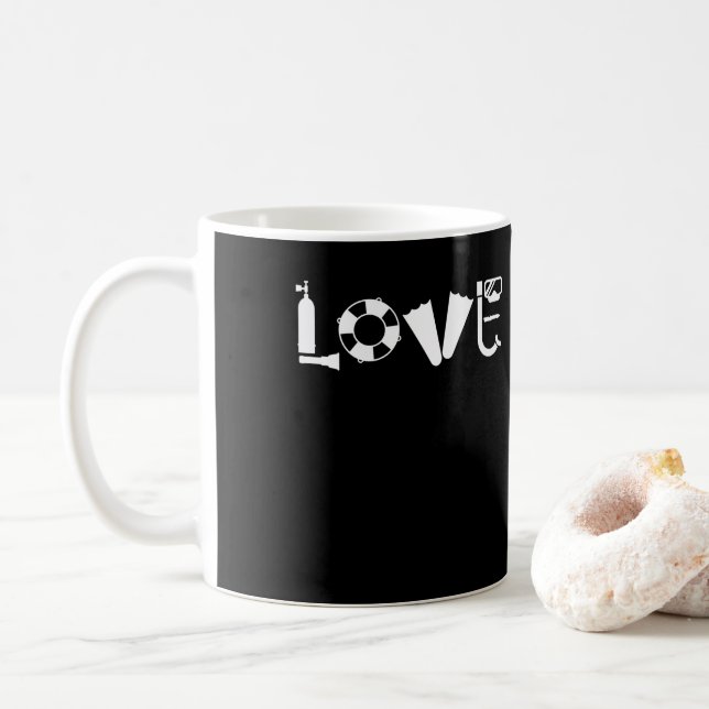 Liebe Scuba Diver Kaffeetasse (Mit Donut)